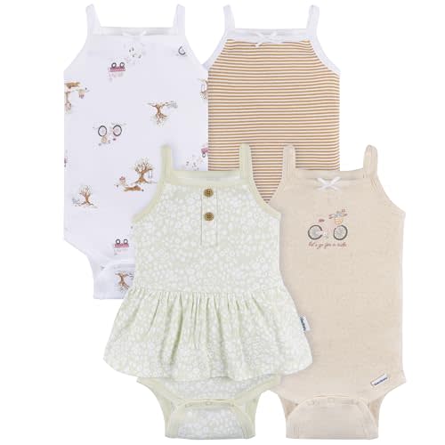 4-Pack Baby Girls Flamingo Fun Sleeveless Onesies® Bodysuits
