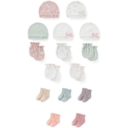 15 Pack Unisex New Born Boy Girls No Scratch Mittens Sets Cotton Soft Baby Gloves Hats socks Accessory 0-6 Months