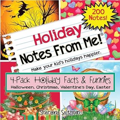 200 Tear-Off Holiday Lunch Box Notes for Kids, 4-Pack: Easter, Halloween, Christmas, & Valentine’s Day, Fun & Educational All Year, Easter Gift and Toy, Ages 8+
