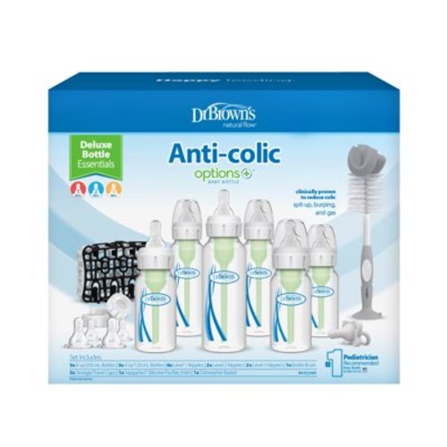 Dr. Brown's Natural Flow Anti-Colic Options+ Deluxe Bottle Essentials Gift Set, BPA Free, 0m+