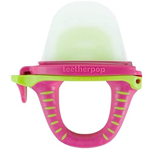 teetherpop Fillable, Freezable Baby Teether for Breastmilk, Purees, Water, Smoothies, Juice & More (PinkLimon)
