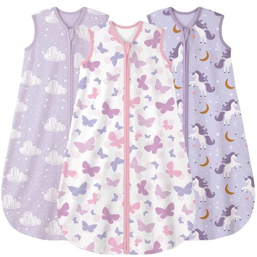 Yoofoss Baby Sleep Sack 6-12 Months Baby Wearable Blanket 100% Cotton 2-Way Zipper TOG 0.5 Toddler Sleeping Sack 3 Pack, Lightweight Sleep Sacks for Babies(Medium)