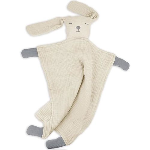 Lulu moon Baby Security Blanket for Unisex, Cotton Muslin Baby Lovey, Soft & Breathable Lovie Baby Gifts for Boys and Girls, 15 * 12 Inch (Cream)