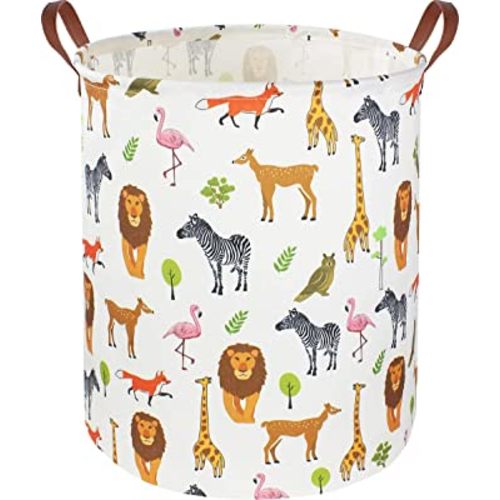 CLOCOR Kids Laundry Basket,Nursery Baby Hamper,Toy Storage Bin with handles for Boys and Girls,Safari Room Decor,Waterproof Storage Basket(Jungle Animals)