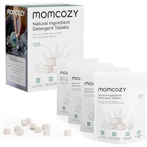 Momcozy Natural Washing Block for Baby Bottle Washer, Powerful Plant-Based Formula, Safe & Residue-Free, 120 Tablets