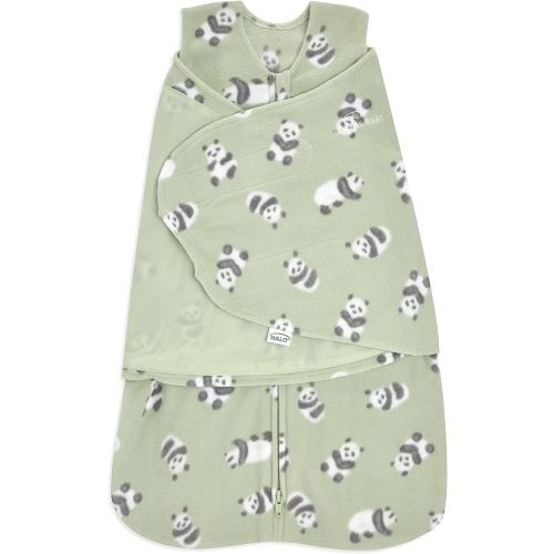 HALO Micro-Fleece Sleepsack Swaddle, 3-Way Adjustable Wearable Blanket, TOG 3.0, Cozy Pandas, Small, 3-6 Months