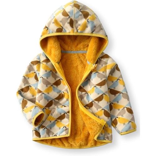 Toddler Printed Polar Fleece hooded Jacket Baby Boys Girls Kids Winter Warm Spring Autumn Outerwear Soft Lightweight
