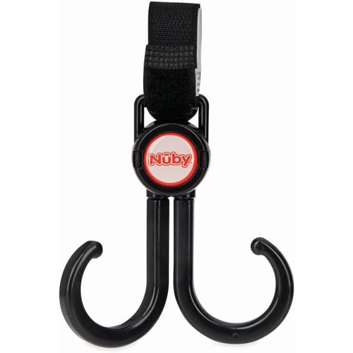 Nuby 2-in-1 Deluxe Adjustable Baby Stroller & Car Seat Hooks for Hanging Bags, Toys- Hang or Remove Items from Hooks with one Hand/ 2 Pack – 8 Pack, Black