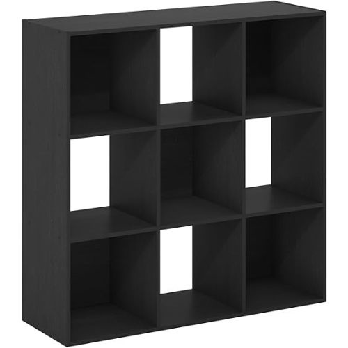 Furinno Pelli Cubic Multipurpose Clothing & Closet Storage Organizer Shelf, 9-Cube, Americano