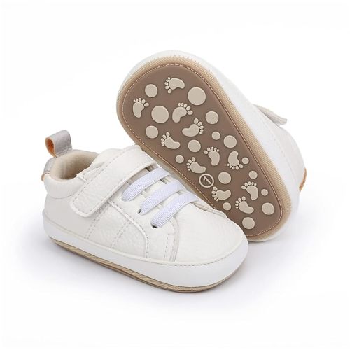 SOFMUO Baby Boys Girls High Top Ankle PU Leather Sneakers Soft Rubber Sole Infant Moccasins Newborn Oxford Loafers Anti-Slip Toddler Wedding Uniform Dress Shoes