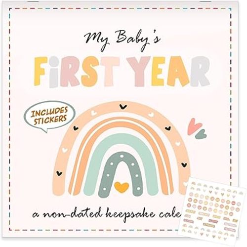 Boho Rainbow Baby's First Year Calendar with Stickers Boho 1st Year Tracker First Year Book Baby First Year Milestones Newborn Baby Memory Calendar Keepsake for Baby Girl or Boy