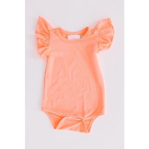 Neon Coral S/S Flutter Bodysuit | Mila & Rose