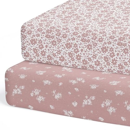 2-Pack Crib Sheet for Standard Crib & Toddler Mattress (Antique Rose) - Premium Fitted Baby Crib Sheets Girl - Buttery Soft Cotton Blend - Crib Mattress Sheets Fitted - Baby Bed Sheets