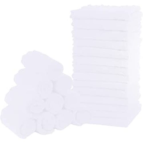 MOON PARK Baby Washcloths, 24 Pack (8x8 Inch (Pack of 24), White)