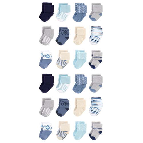 Hudson Baby Cotton Rich Baby Terry Socks 24-Pack, Blue Gray Solid, 6-12 Months