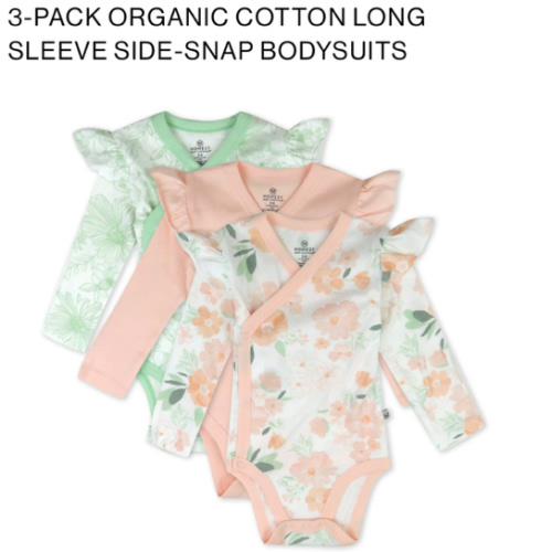 3-Pack Organic Cotton Long Sleeve Side-Snap Bodysuits | Honest Baby Clothing