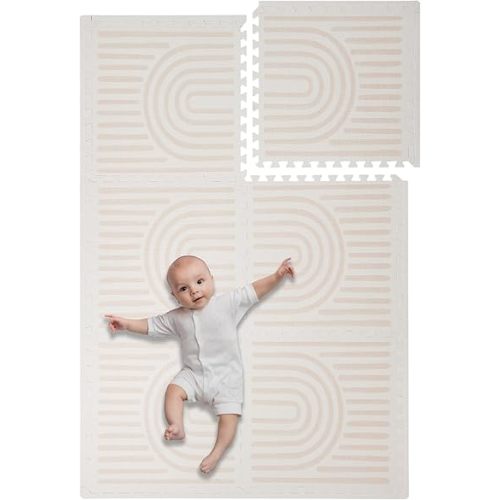 Toddlekind Playmat - Premium Foam Playmat, 4 x 6 feet, 6 Tile Extra Thick Foam Floor Puzzle Mat for Babies/Toddlers Stylish, Non-Toxic, Odorless. Perfect for Tummy Time & Play. 0m+