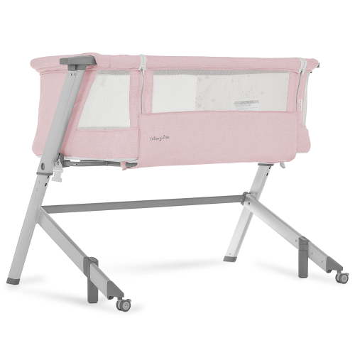 Dream On Me Skylar Bedside Bassinet, Attach to Bed, Lightweight, Portable, Pink, Wooden Frame
