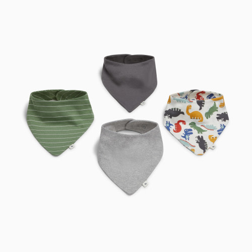 Small Story Solid Bandana Bib 4 Pack - All Over Dinos