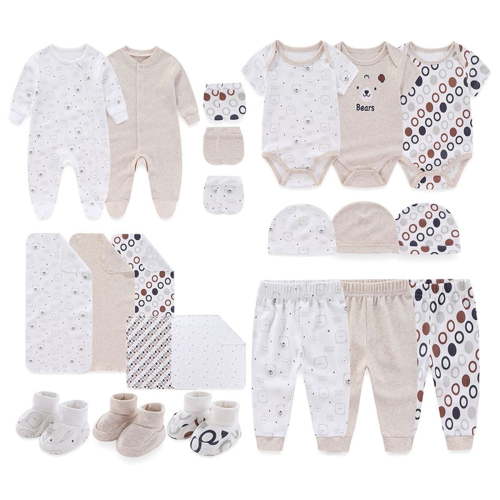 Zavbaby Newborn Essential Neutral Cotton Baby Layette Gift Set,22-Pieces,Sizes 0-3M