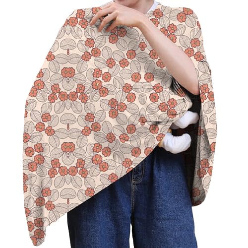 Seejoy Multi-use Nursing Cover for Breastfeeding, 360°Full Coverage Nursing Poncho, Rayon Soft & Breathable Breastfeeding Cover up (Smooth Rayon, Floral Leaf)