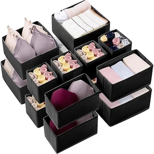 Kootek 16 Pack Drawer Organizer Clothes, Dresser Drawer Organizers for Clothing Fabric Foldable Closet Organizers and Storage Bins for Baby Clothes, Nursery, Underwear, Bras, Socks