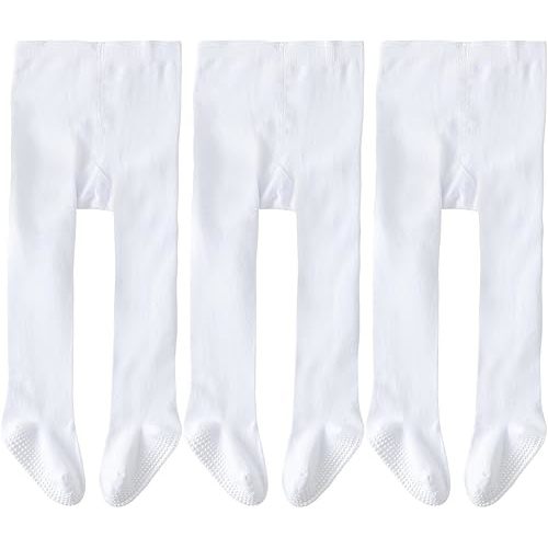 EPEIUS Baby Tights Baby Girls Non-Slip Plain/Ribbed Leggings Seamless Cotton Stockings Pantyhose Newborn Infant Toddler
