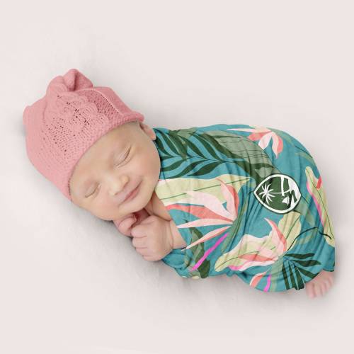 Guam Blue Birds of Paradise Baby Swaddle Blanket