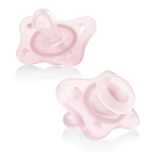 Chicco PhysioForma® 100% Soft Silicone Mini One Piece Pacifier for Babies 0-2 Months, Pink