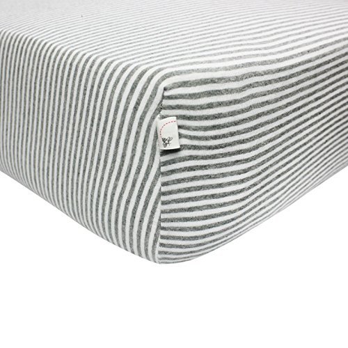 Burt's Bees Baby - Fitted Crib Sheet, Boys & Unisex 100% Organic Cotton Crib Sheet For Standard Crib and Toddler Mattresses (Heather Grey Thin Stripes)
