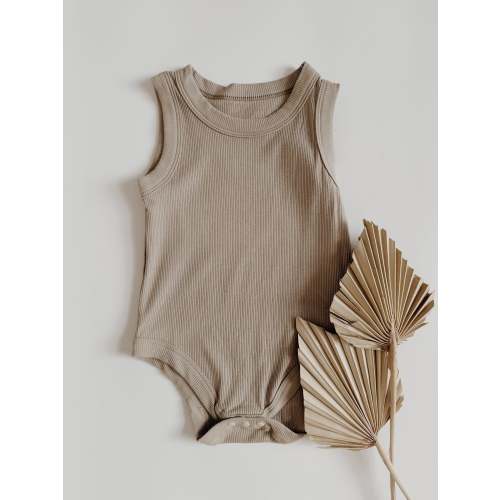 Ribbed Tank Romper | Greige – Three Peas