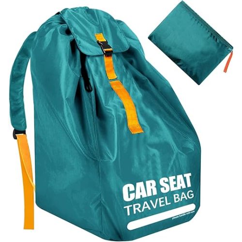 Car Seat Travel Bag for Airplane, Large Car Seat Bags for Air Travel with Padded Straps, Gate Check Storage Bag/Backpack for Car Seat Airport, Carseat Cover Travel - Baby Travel Essentials for Flying