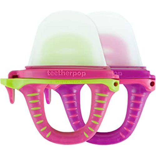 teetherpop No Mess Frozen Baby Teethers, Fill w/Breastmilk, Purees, Smoothies, Juice, USA Made, Medical Grade Materials, Soothie Pacifier, Baby Fruit Feeder, Teething Toys for Teething Relief