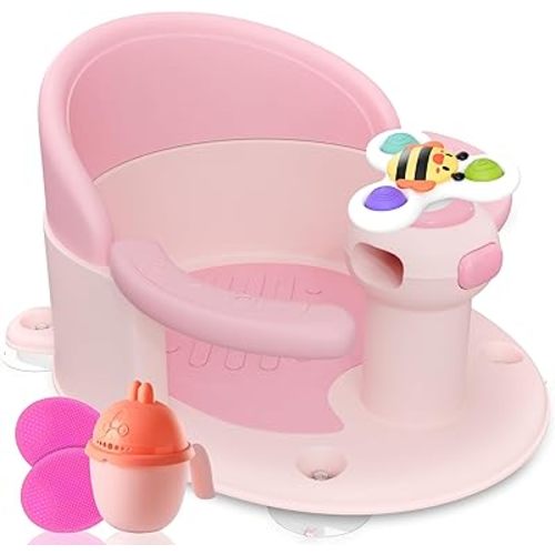BEBELEH™ Baby Bath Seat [Original] for Babies 6 Months & Up - Safe Infant and Toddler Baby Bathtub Seat for Sitting Up - Baby Bath Tub Baby Tub Seat for Shower (Pink)