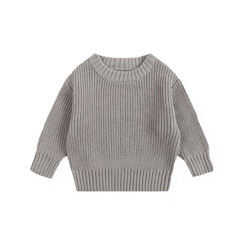 XFHLMJFF Kids Knitted Sweater Casual Round Neck Solid Color Long Sleeve Pullover Baby Boys Girls Warm Soft Winter Fall Tops 12-18 Months