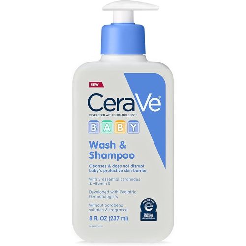 CeraVe Baby Wash & Shampoo, Fragrance, Paraben, & Sulfate Free Shampoo for Tear-Free Baby Bath Time, 8 Ounce