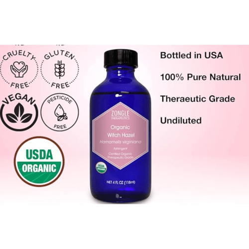Organic, Witch Hazel – 100% Pure, Witch Hazel, for Face, Acne, Butt, Skin, Scalp, Hair, Body by Zongle Therapeutics, 4 OZ