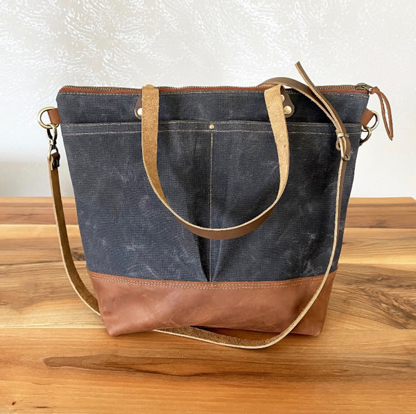 Waxed Canvas Diaper Tote Bag / Large Work Bag / Crossbody Tote Bag / Handmade Convertible Backpack with Free Monogram / Gift For Her CB4