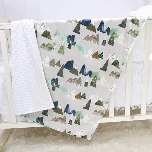 TANOFAR Baby Blankets, Adventure Mountains Fleece Toddler Blanket for Boys Girls, Dotted Backing, Double Layer, Crib Receiving Blanket, for Nursery/Stroller/Toddler Bed/Carseat, 30 x 40 Inch