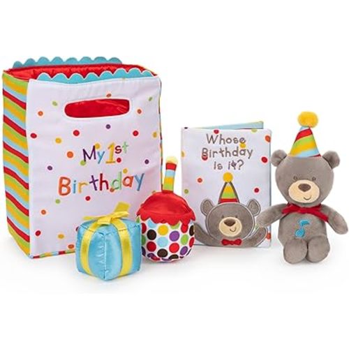 GUND Baby, My First Birthday-Themed 5-Piece Plush Playset, Sensory Toys for Babies, 8”