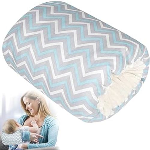 Baby Feeding Arm Pillow,Soft Cotton Bottle Nursing Arm Pillows for Newborn,Breastfeeding Pillows for More Support for Mom and Baby,Portable and Washable,Ergonomic Nursing Essentials(Blue Ripple)
