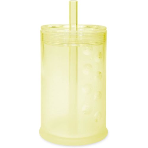 Olababy Clear View Silicone Training Cup with Straw Lid | Toddler Sippy Trainer 12mo+ | Unbreakable Water Drinking Cups for Kids 2yr+ | Baby Led Weaning & Feeding Supplies (Lemon, 9 oz)
