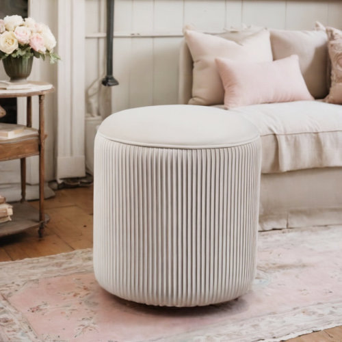 Kelly Clarkson Home Terri Wide Velvet Round Pouf Ottoman & Reviews | Wayfair