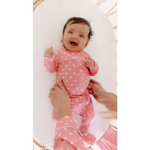 Infant Romper in Pink Hearts