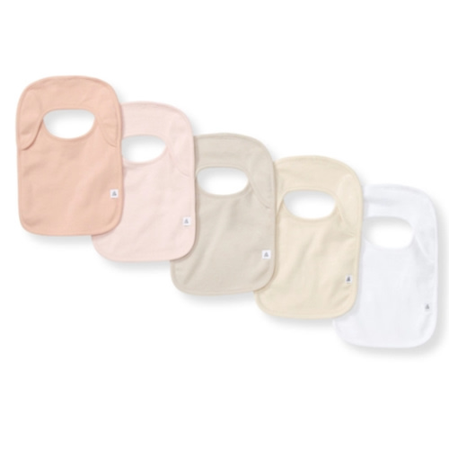 Solid Organic Cotton Baby Bibs 5 Pack Pink Sand