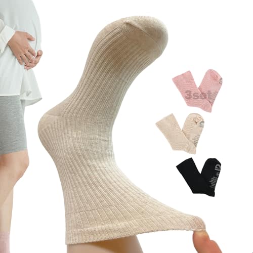 BALGLOW Diabetic Socks for Pregnancy, Hospital, Diabetic, Non-Slip, Extra Wide for Swollen Feet, Breathable Cotton