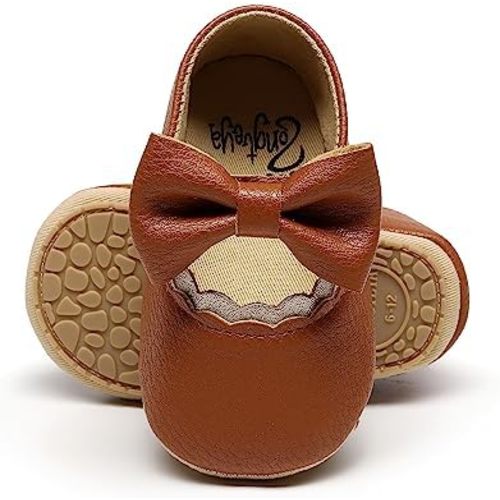HONGTEYA Infant Baby Girls Mary Jane Flats Non Slip for Toddler First Walkers Soft Sole PU Leather Crib Shoes Sneaker Wedding Party Christmas Princess Dress Shoes Baby Moccasins Girls