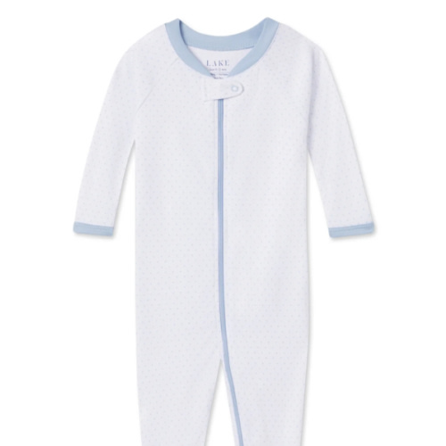 LAKE | Baby | Pima Cotton Pajamas | French Blue Pindot Baby Sleeper