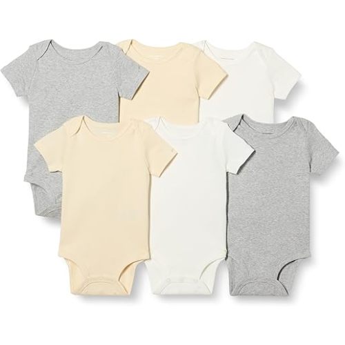 Amazon Essentials Unisex Babies' Short-Sleeve Bodysuits, Multipacks