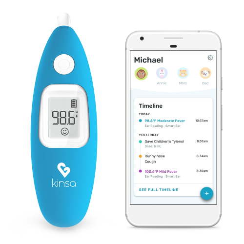 Kinsa Smart Ear Digital Thermometer with Smartphone App & Health Guidance HSA/FSA Eligible